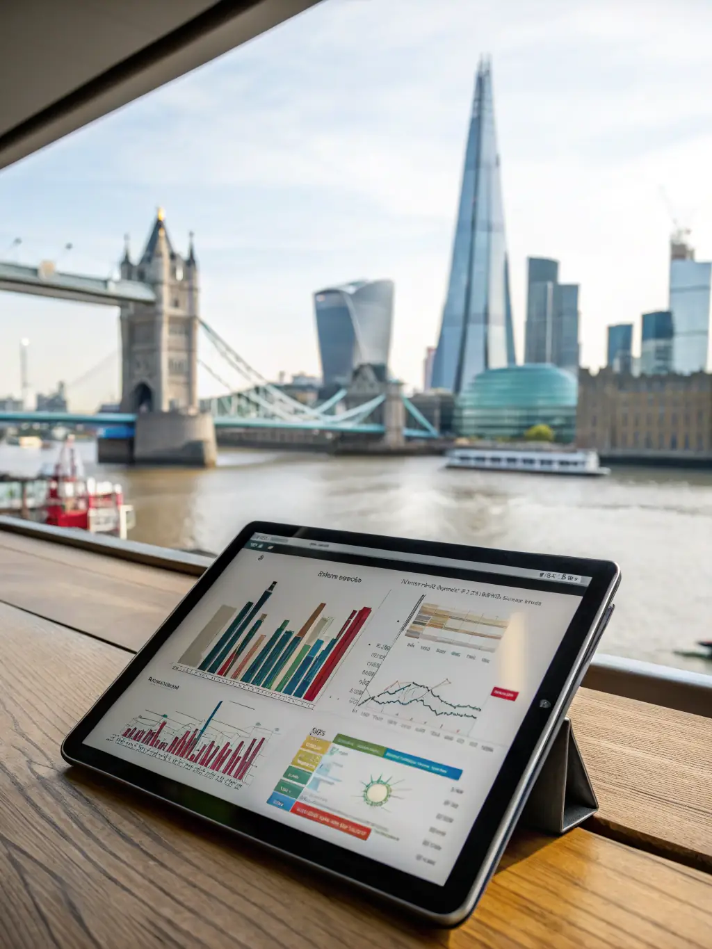 A British entrepreneur confidently presenting a business plan, highlighting key financial projections and investment opportunities.